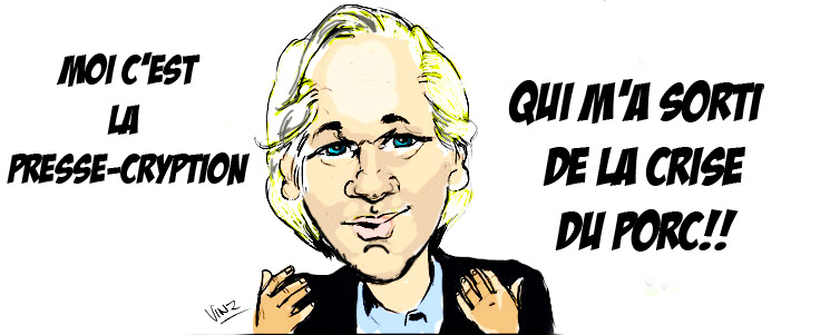 caricature Julian Assange
